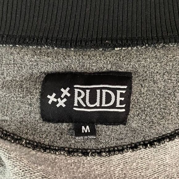 Hot Topic Rude Gray and Black Button Varsity Jacket - Picture 5 of 9